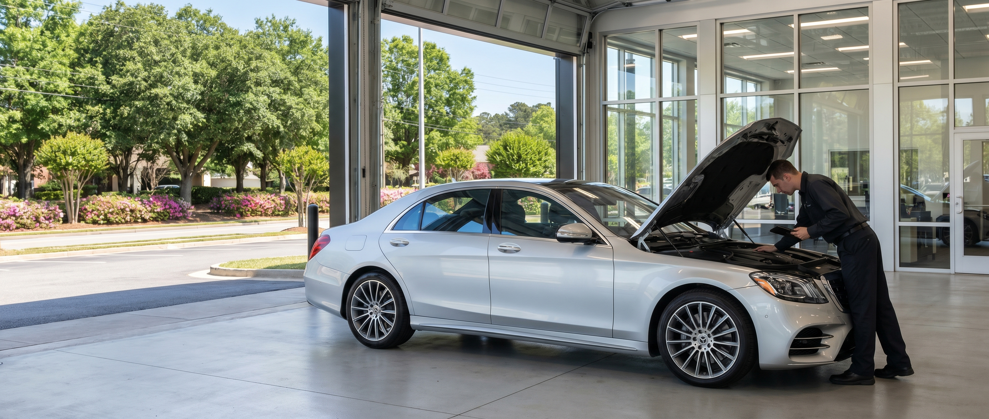 Mercedes-Benz wheel alignment service reminder after pothole season in Duluth, GA